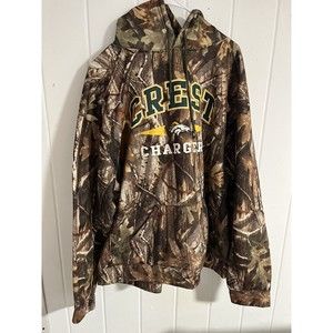 Vintage Camo Crest Chargers Sweatshirt Varsity  football Green hoodie Sz XXL